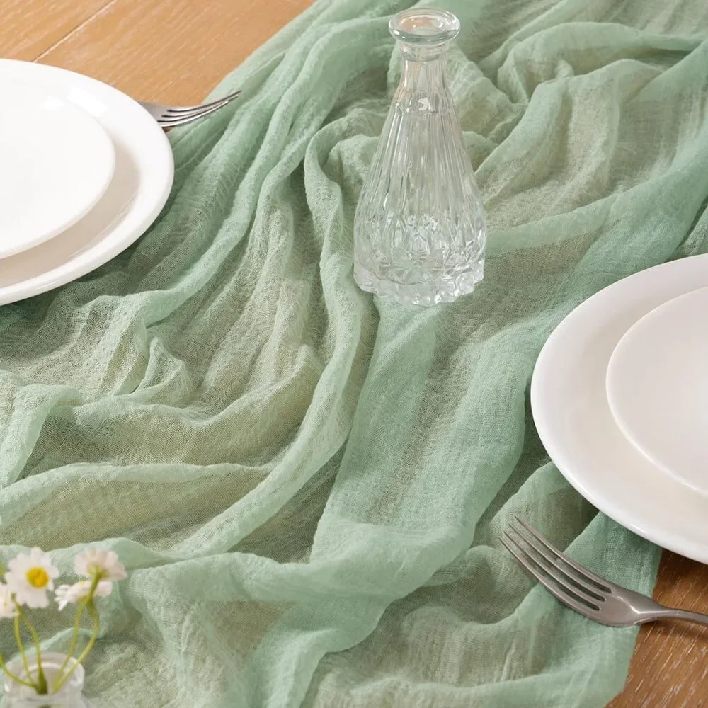 4 Pack Sage Green Cheesecloth Table Runner 120